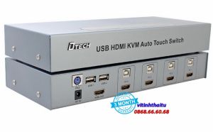 Bộ chuyển tín hiệu DTECH DT-8141 tự động 4 HDMI/USB/KMV ra 1 (Xám).