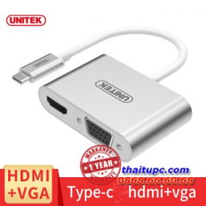Cáp chuyển type C to HDMI/VGA fullHD 3D 4Kx2K Unitek Y-V100SL