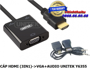 Cáp chuyển đổi HDMI to VGA có Audio 3 in 1 Unitek Y-6355